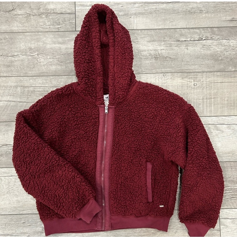 Hollister Maroon Fleece Sherpa Hoodie